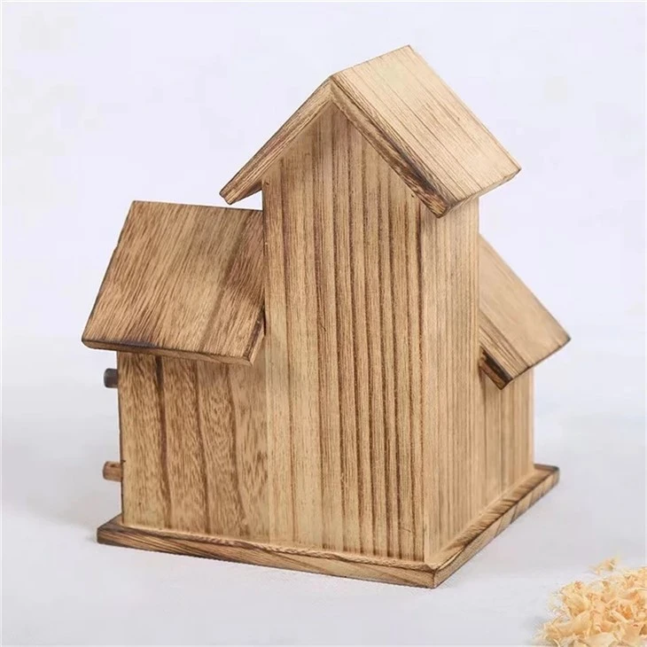 Wooden Birdhouse With Three Room